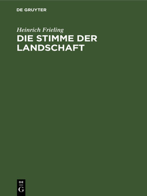 cover image of Die Stimme der Landschaft